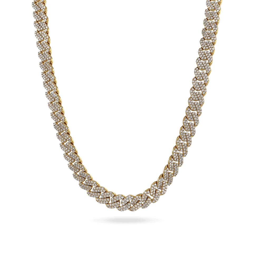 10K 7mm Hollow CZ Monaco Cuban Link Necklace Necklaces IceLink-CAL   