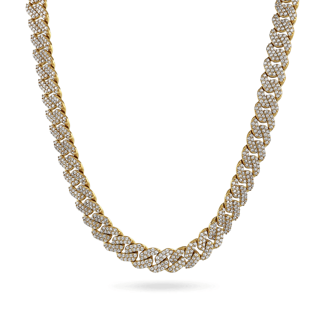 10K 13mm Hollow CZ Monaco Cuban Link Necklace Necklaces IceLink-CAL   