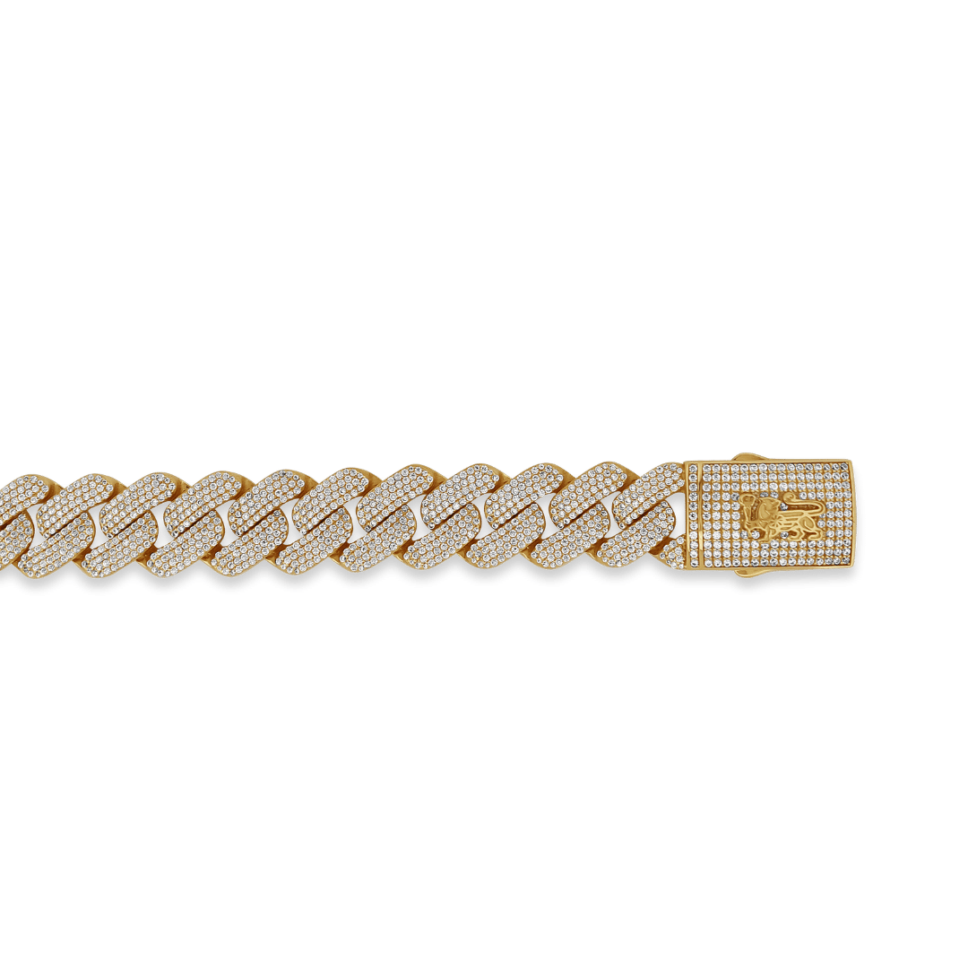 10K 15mm Hollow CZ Monaco Cuban Link Bracelet Necklaces IceLink-CAL   