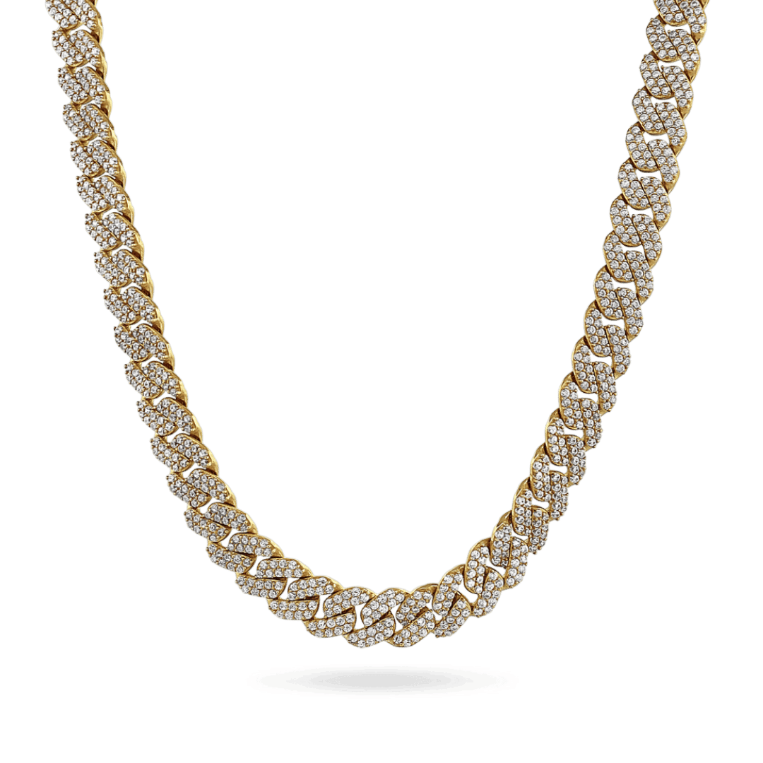 10K 15mm Hollow CZ Monaco Cuban Link Necklace Necklaces IceLink-CAL   