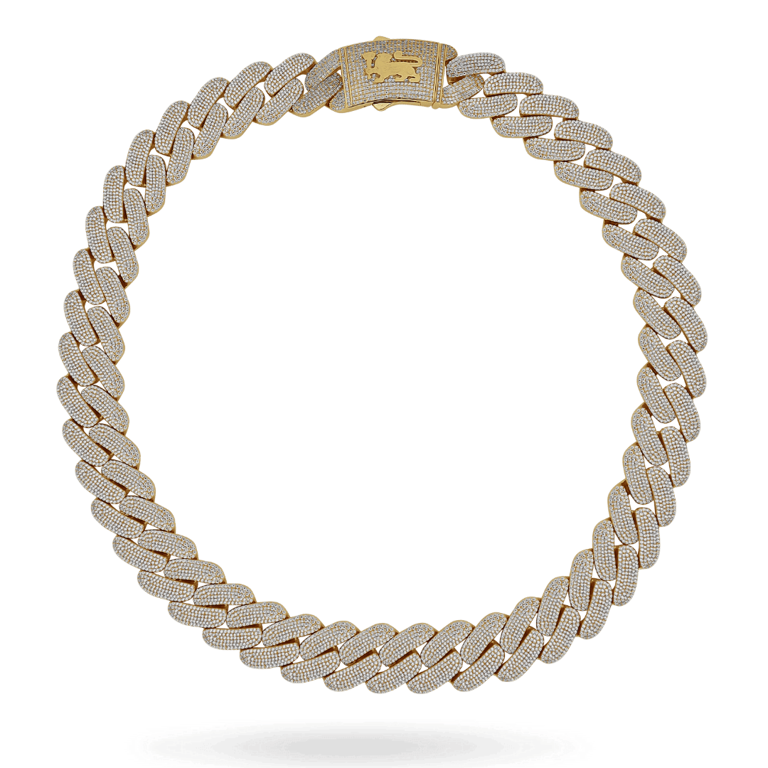 10K 24mm Hollow CZ Monaco Cuban Link Necklace Necklaces IceLink-CAL   