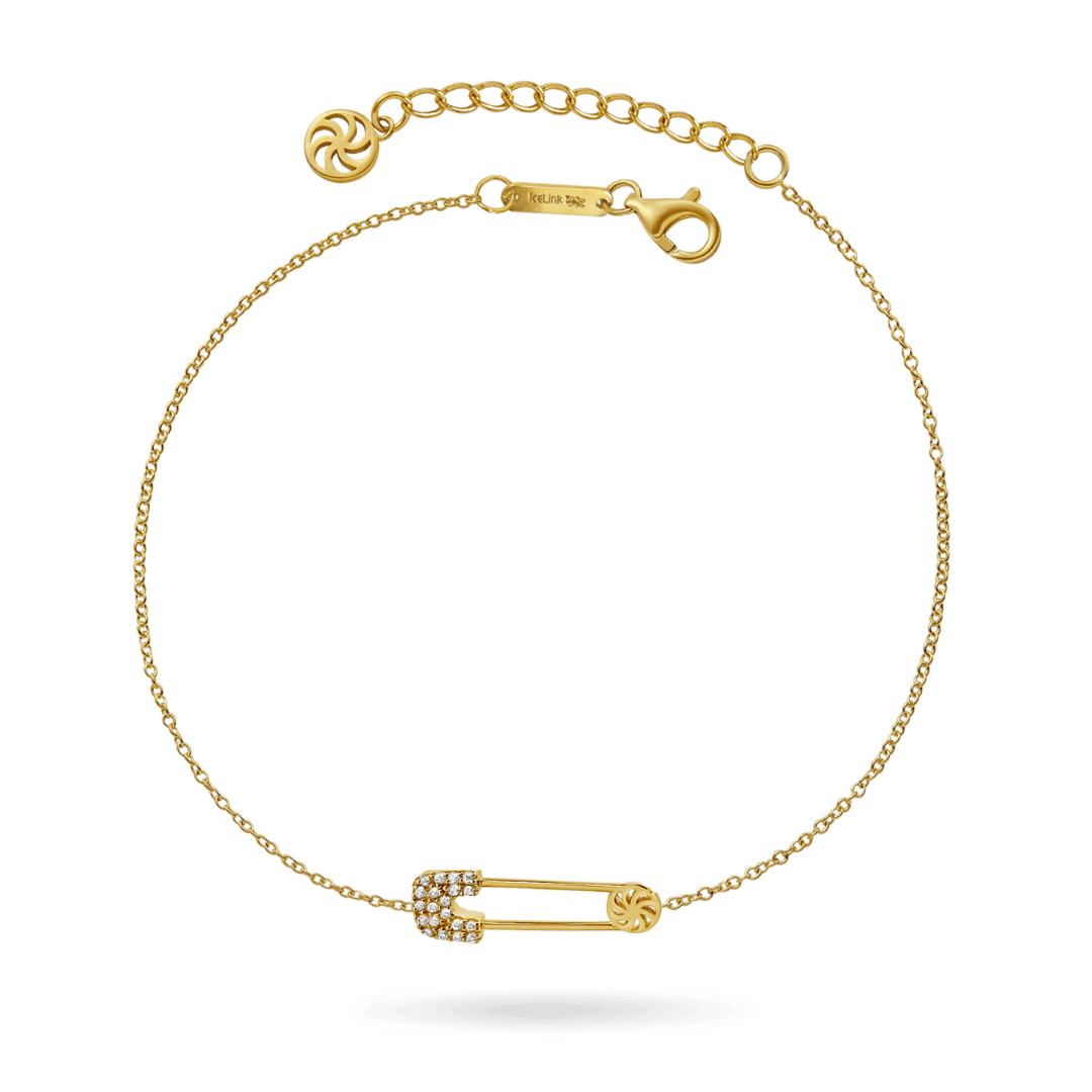 14K Safety Pin Bracelet Bracelets IceLink-SVN