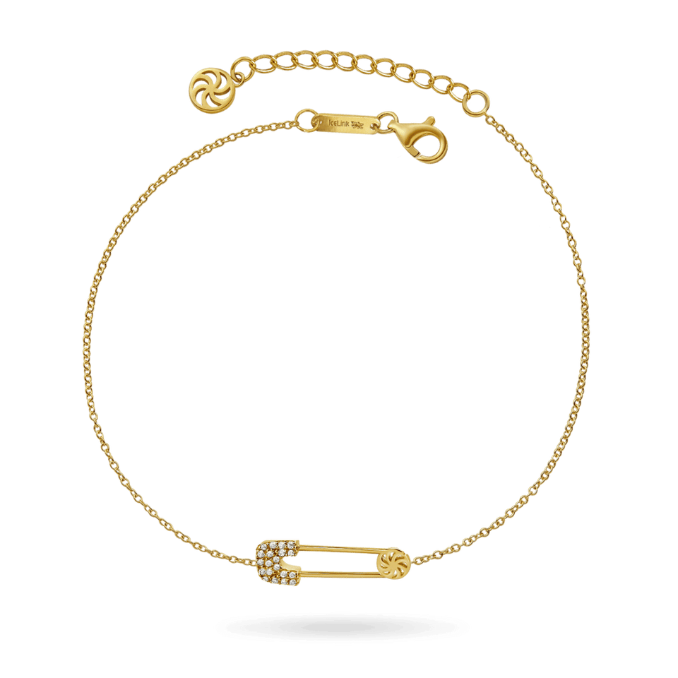 14K Safety Pin Bracelet Bracelets IceLink-SVN
