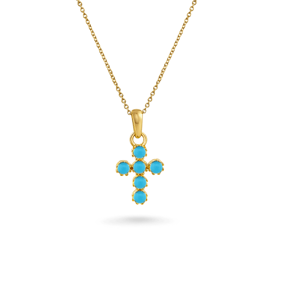 14K Turquoise Cross Necklace Necklaces IceLink-SVN