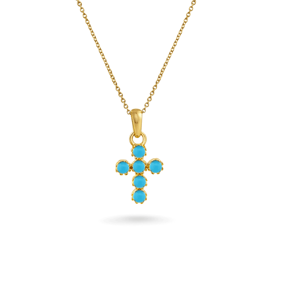 14K Turquoise Cross Necklace Necklaces IceLink-SVN