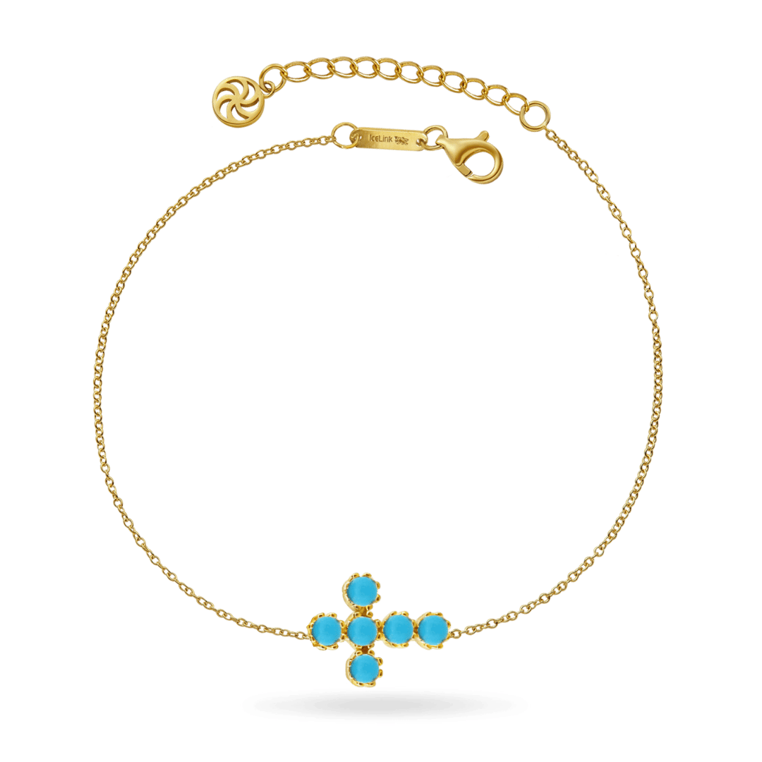 14K Turquoise Cross Bracelet Bracelets IceLink-SVN
