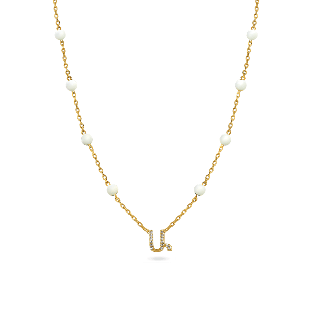 White Armenian Initial Necklace Necklaces IceLink-ATL Ա (Ani)