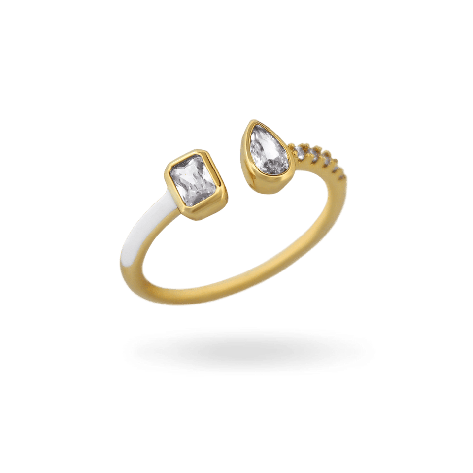 Toi et Moi White Enamel Ring Rings IceLink-ATL