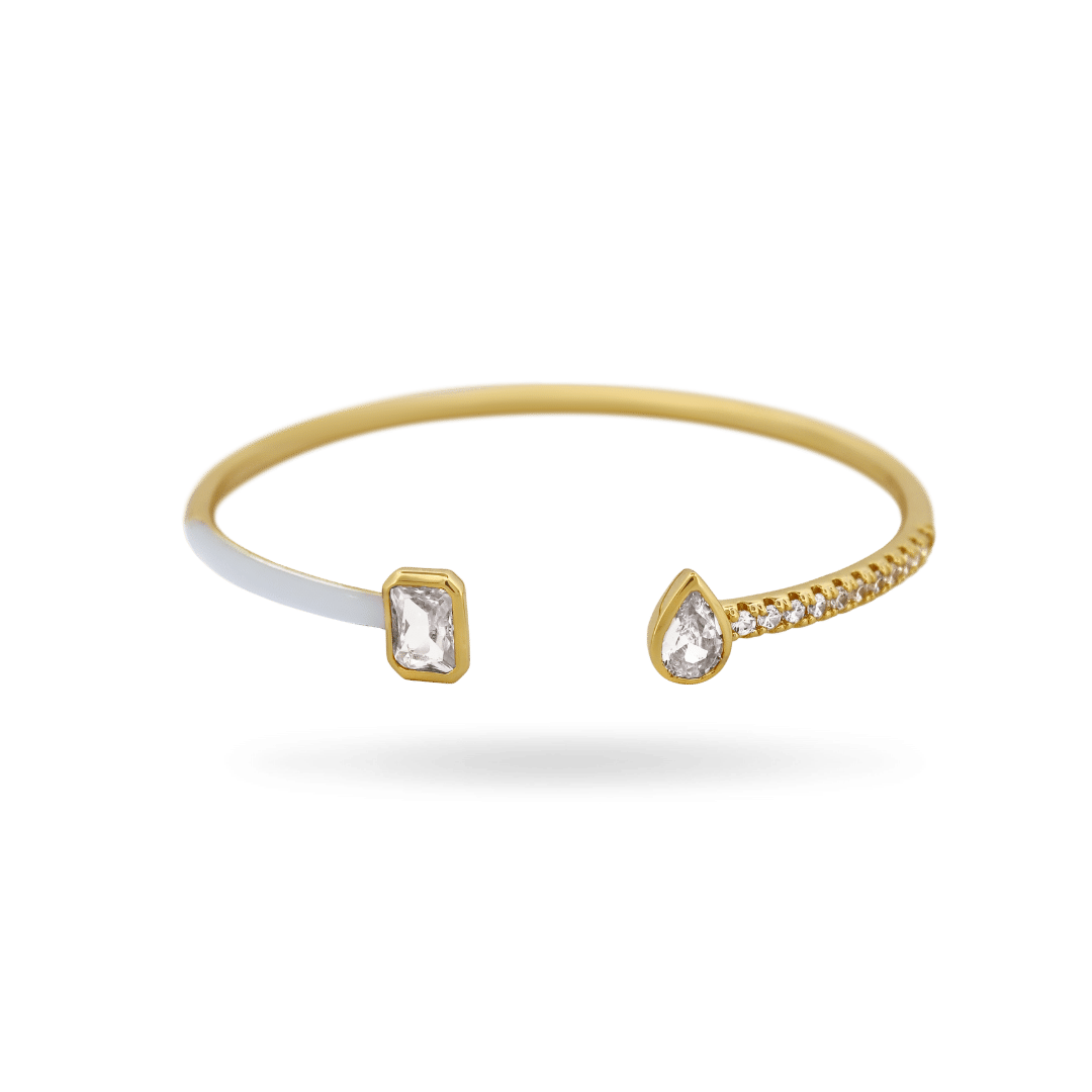 Toi et Moi White Enamel Bangle Bracelets IceLink-ATL
