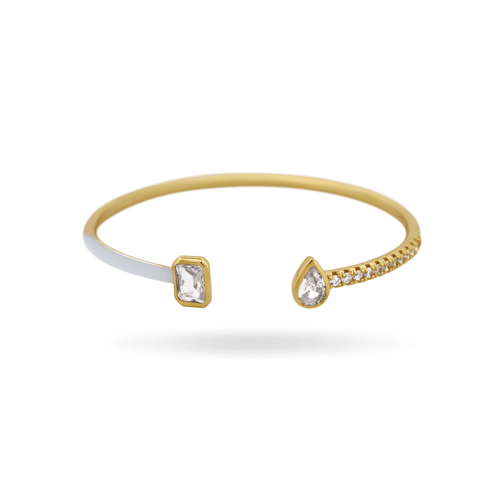 Toi et Moi White Enamel Bangle Bracelets IceLink-ATL