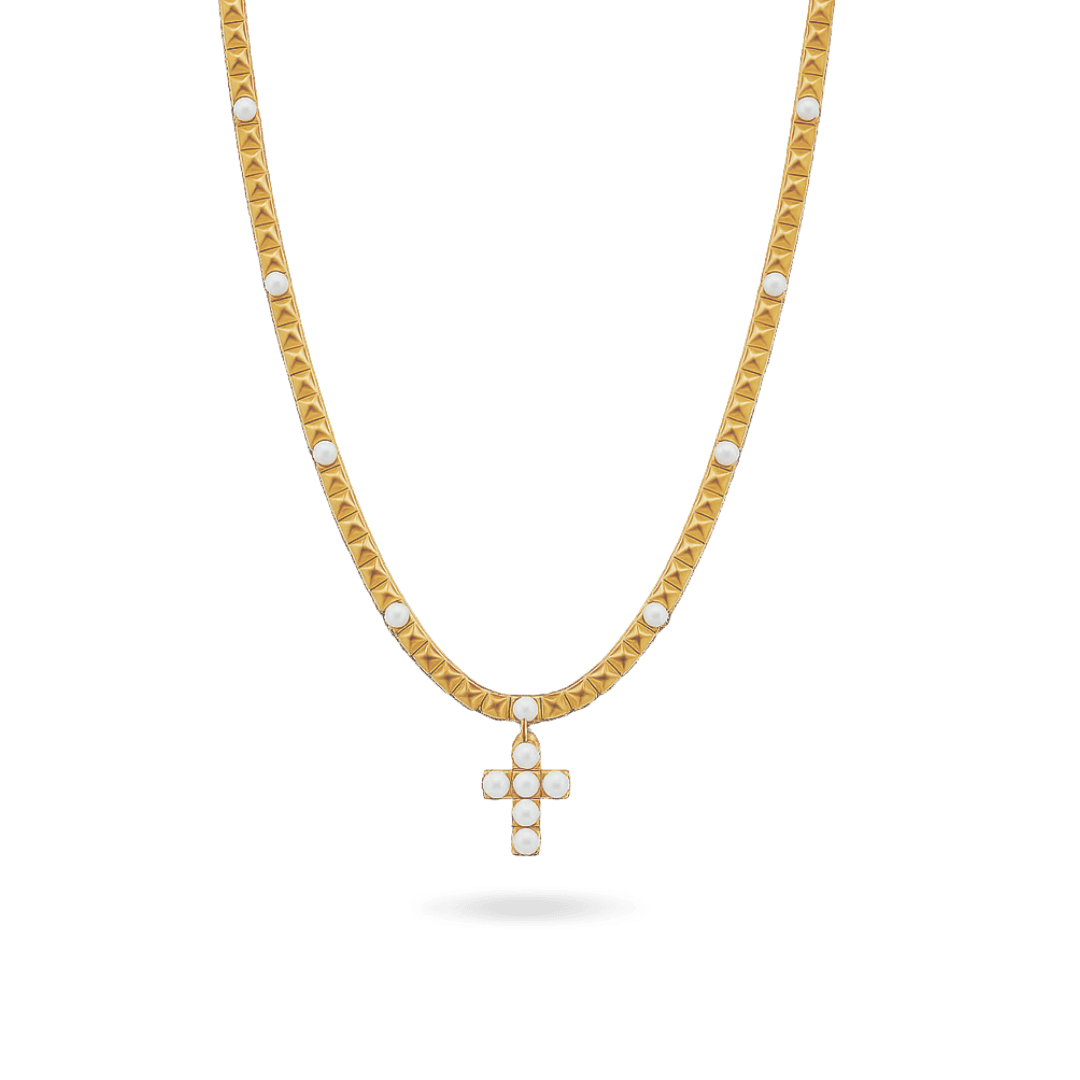 White Cross Necklace Necklaces IceLink-ATL