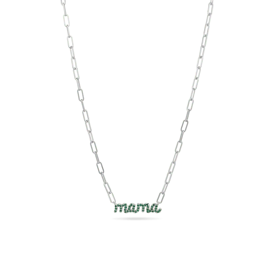 'Mama' Emerald Paperclip Necklace