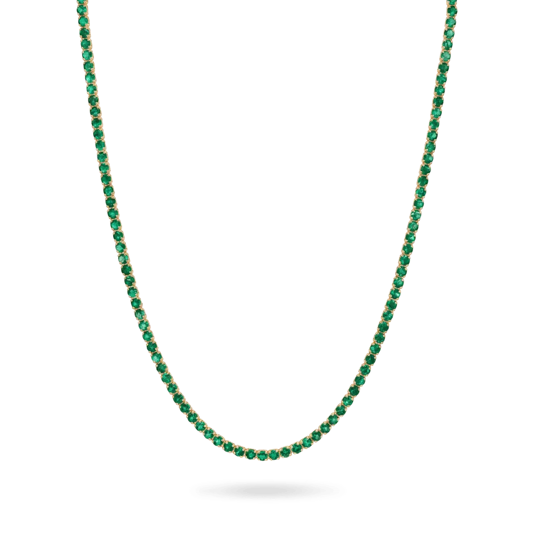 14K Gold Colorful Tennis Necklace 2.75mm Necklaces IceLink-CAL Green 16"