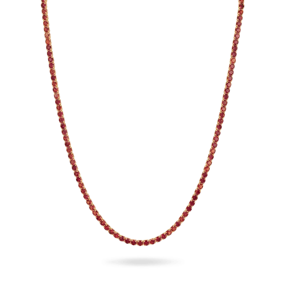 14K Gold Colorful Tennis Necklace 2.75mm Necklaces IceLink-CAL Red 16"