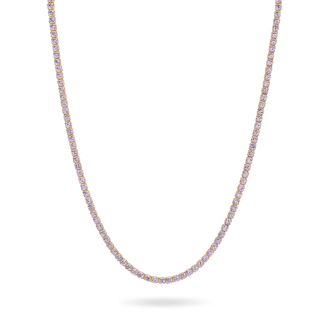 14K Gold Colorful Tennis Necklace 2.75mm Necklaces IceLink-CAL Light Purple 16"