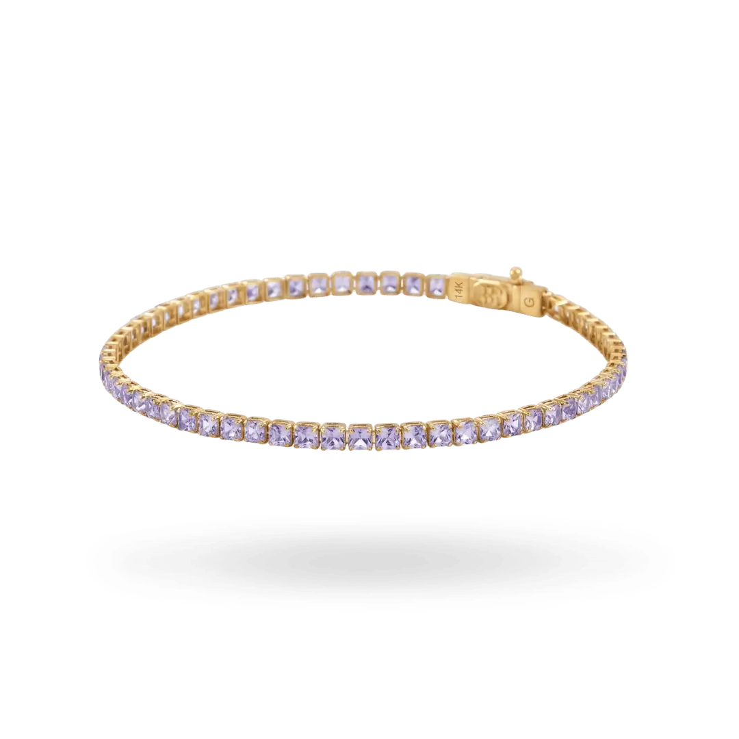 14K Gold Colorful Tennis Bracelet 2.75mm Bracelets IceLink-CAL Light Purple 6" (XXS)