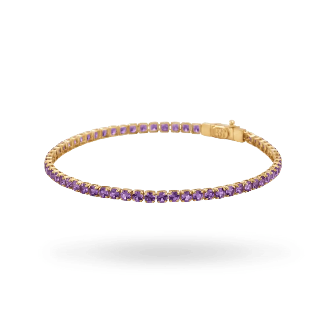 14K Gold Colorful Tennis Bracelet 2.75mm Bracelets IceLink-CAL Purple 6" (XXS)
