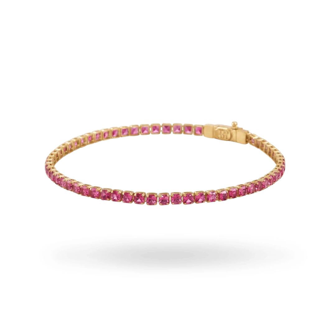 14K Gold Colorful Tennis Bracelet 2.75mm Bracelets IceLink-CAL Pink 6" (XXS)