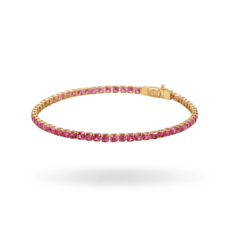14K Gold Colorful Tennis Bracelet 2.75mm Bracelets IceLink-CAL Pink 6" (XXS)