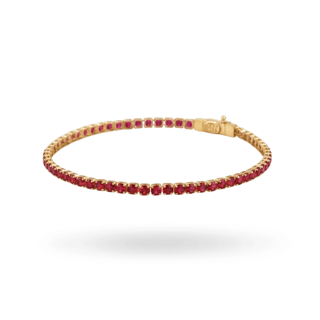 14K Gold Colorful Tennis Bracelet 2.75mm Bracelets IceLink-CAL Red 6" (XXS)