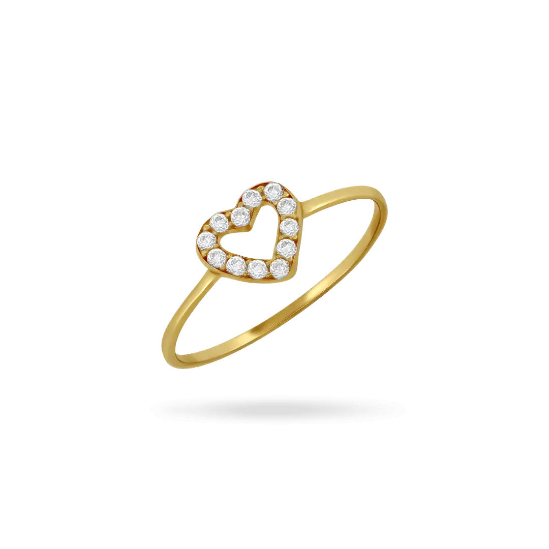 14K Gold Open Heart Pinky Ring Rings IceLink-SVN 2