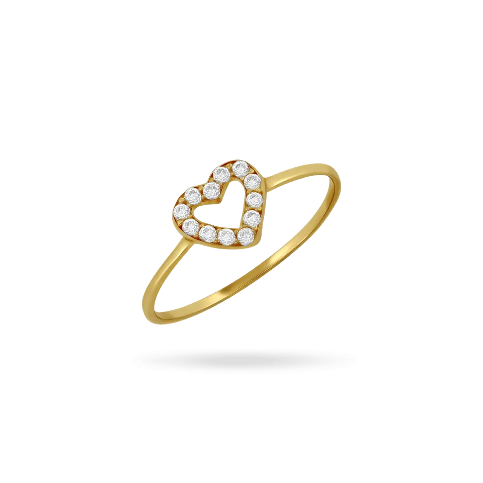 14K Gold Open Heart Pinky Ring Rings IceLink-SVN 2