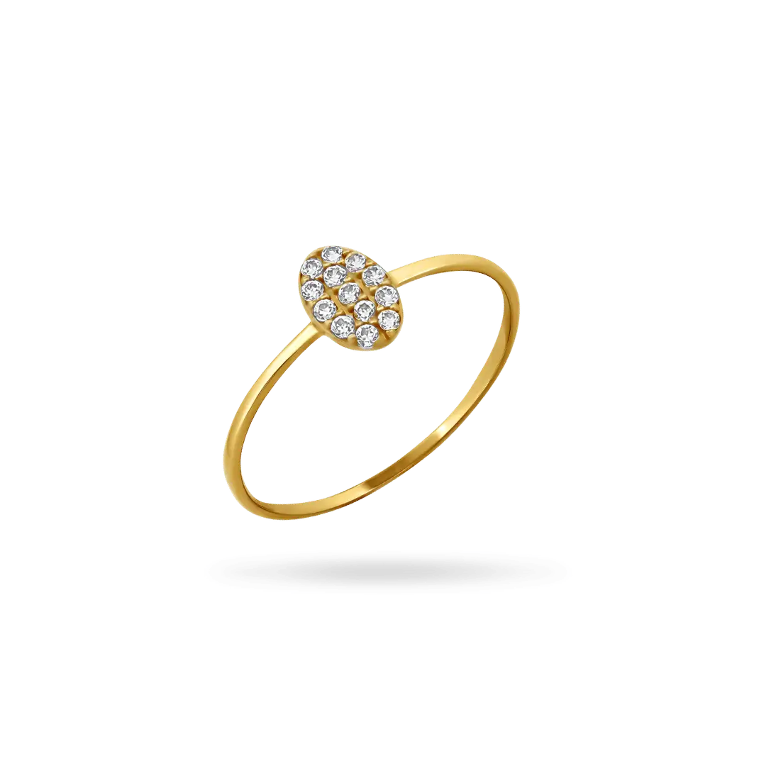 14K Gold Oval Pavé Pinky Ring Rings IceLink-SVN