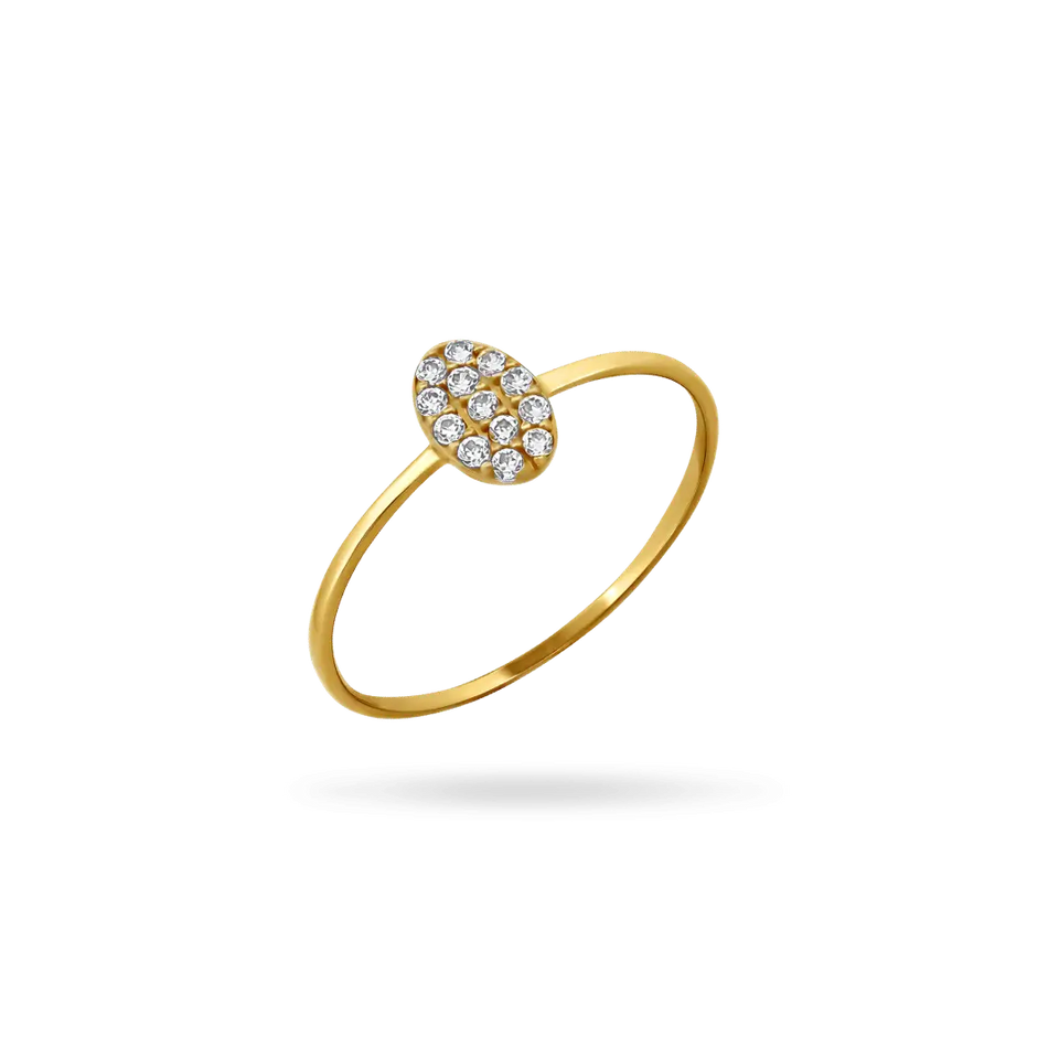14K Gold Oval Pavé Pinky Ring Rings IceLink-SVN