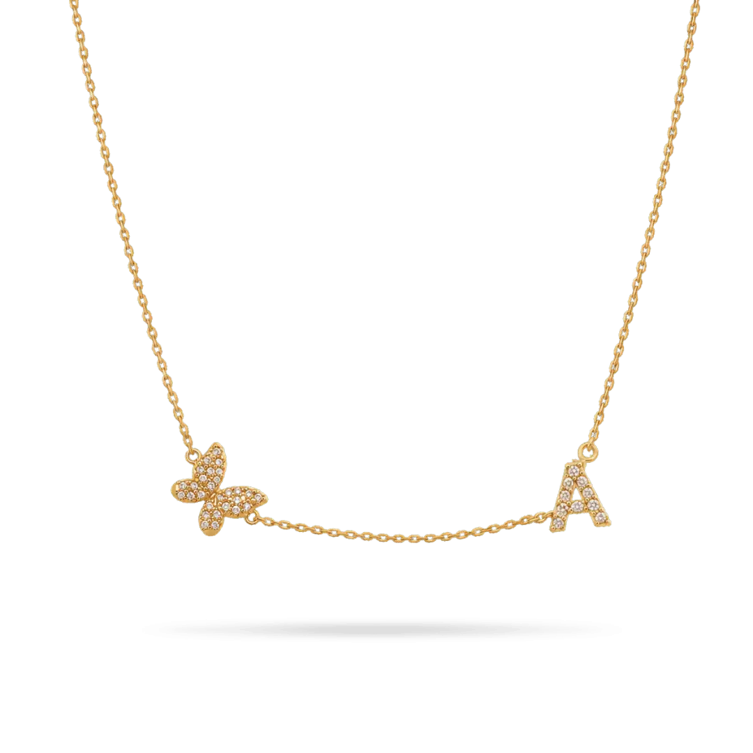 Butterfly 'True You' Initial Necklace Necklaces IceLink-ATL