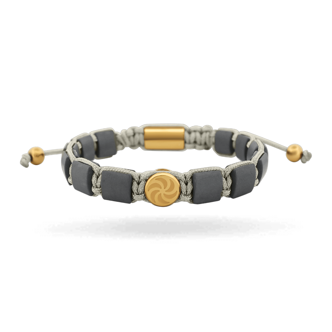 Grey Eternal Link Cord Bracelet Bracelets IceLink-VA Gold PVD