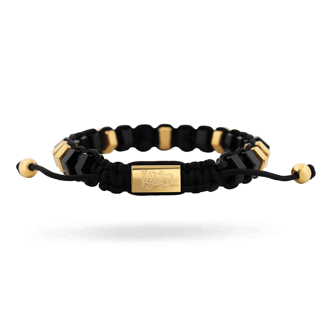 Men&#39;s Hexagon Onyx Eternity Cord Bracelet Bracelets IceLink-VA