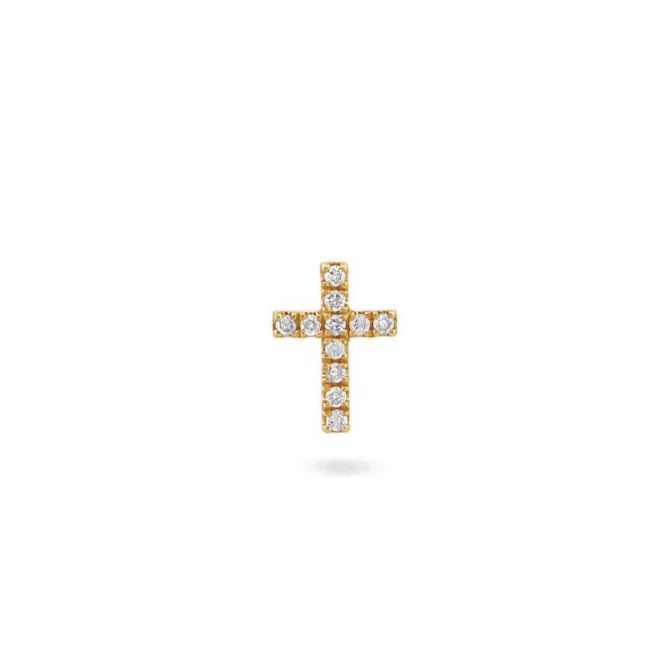 14K Single Diamond Square Cross Stud Earring Earrings IceLink-SVN