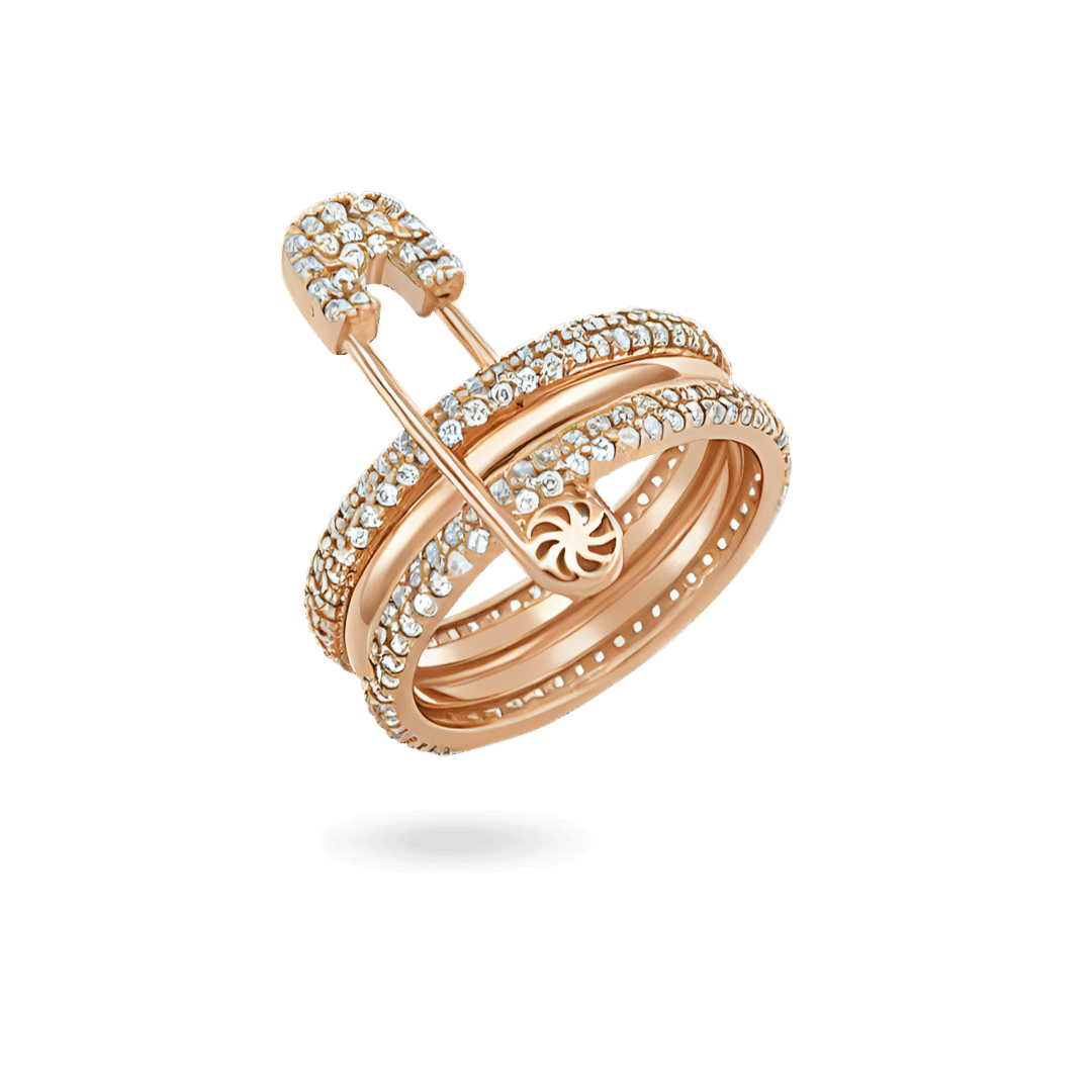 14K Safety Pin Ring Rings IceLink-SVN 14K Rose Gold 4