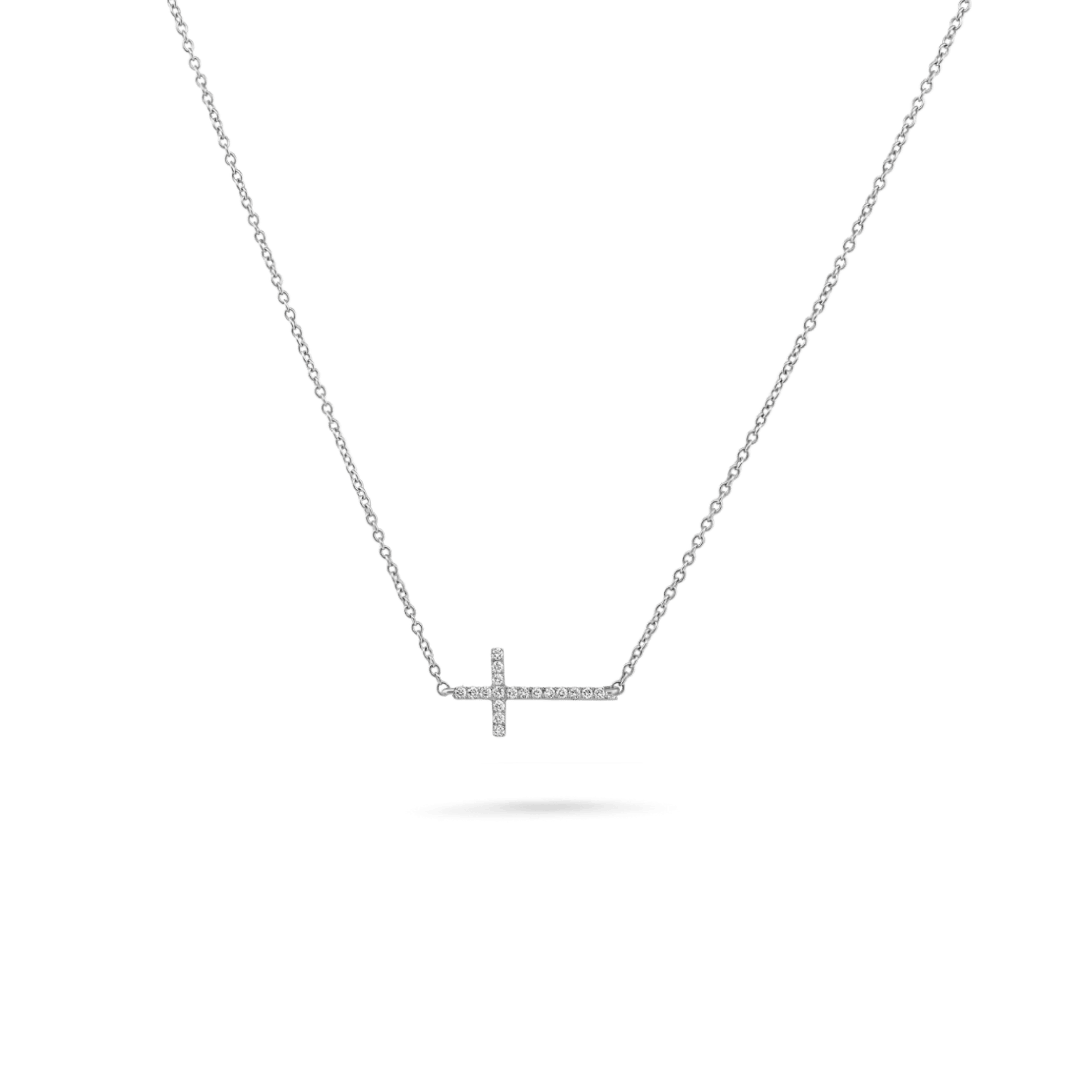 14K Mini 'Paris' Diamond Cross Necklace Necklaces IceLink-CAL