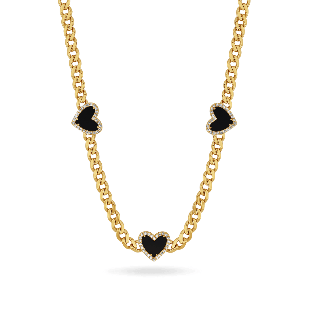 10K 5mm Black Heart Cuban Link Necklace Necklaces IceLink-CAL