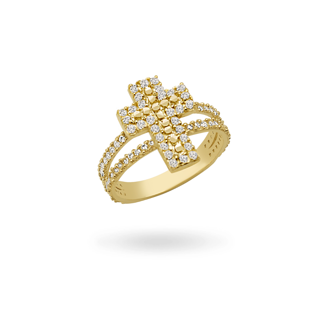 14K Faithbound Cross Ring Rings IceLink-CAL