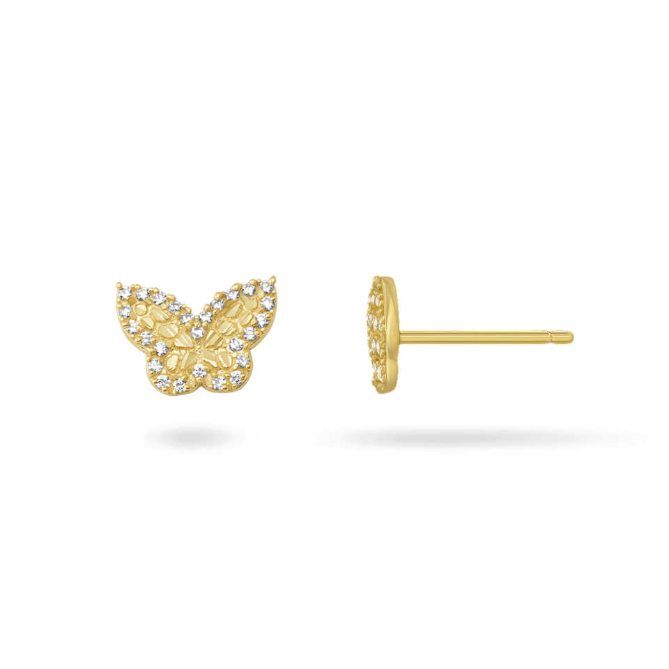 14K Mini Butterfly Stud Earrings Earrings IceLink-SVN