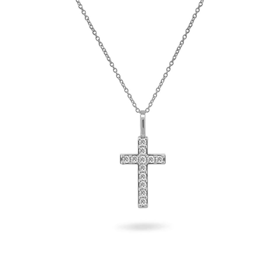 14K Mini 'Paris' Diamond Cross Necklace Necklaces IceLink-SVN