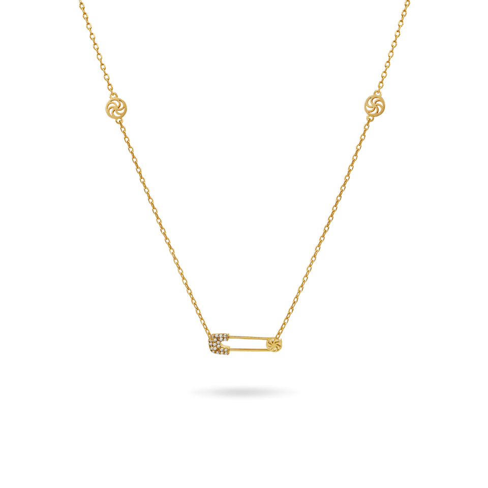 Safety Pin Necklace Necklaces IceLink-ATL 14K Gold Plated