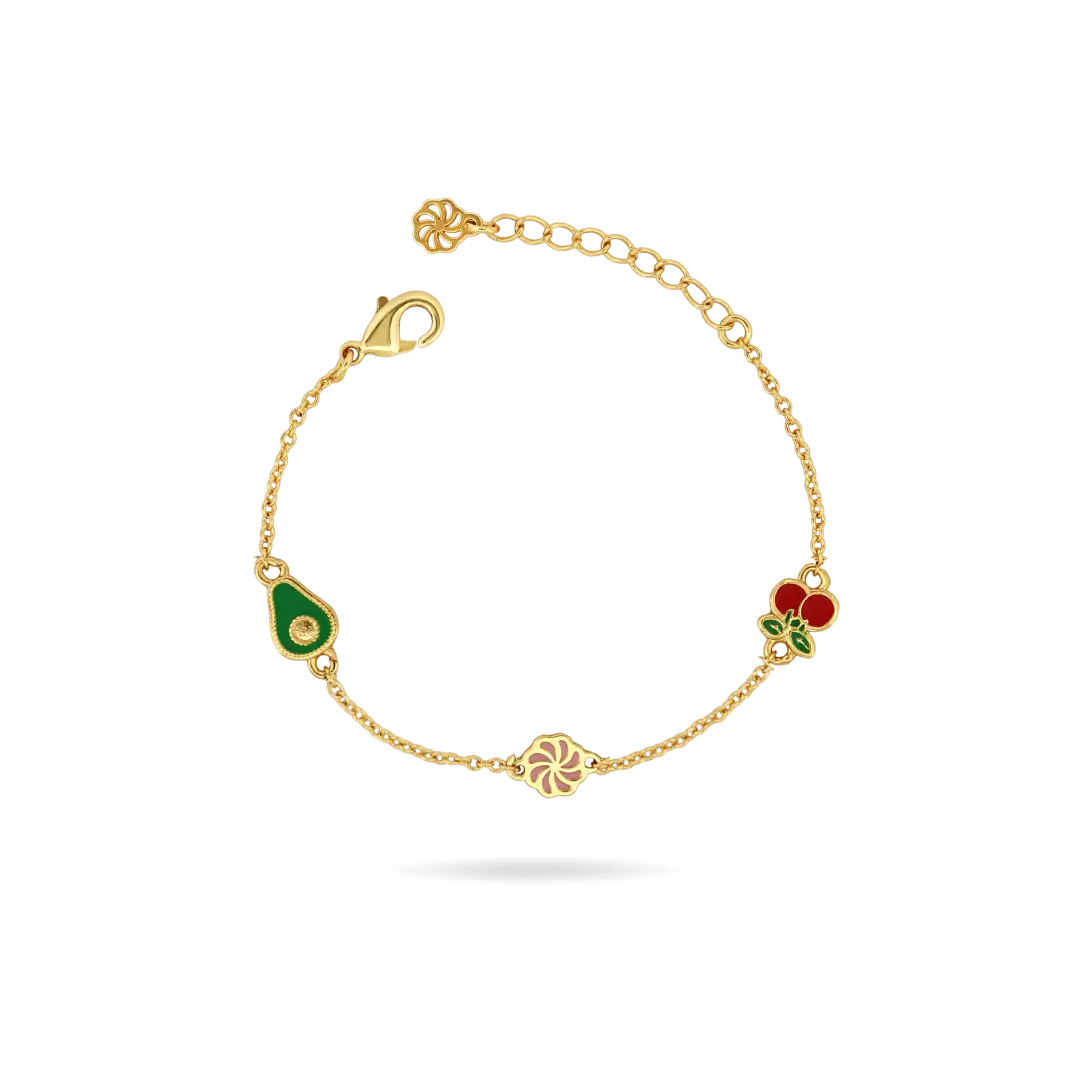 Kids ‘Snack Time’ Charm Bracelet (Cherry and Avocado) Bracelets IceLink-DONNA