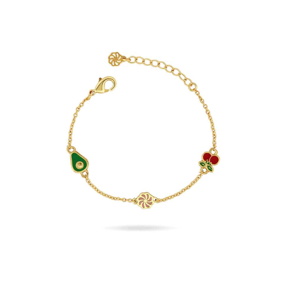 Kids ‘Snack Time’ Charm Bracelet (Cherry and Avocado) Bracelets IceLink-DONNA