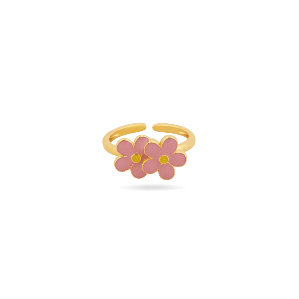 Kids Pink Double Bloom Ring Rings IceLink-DONNA