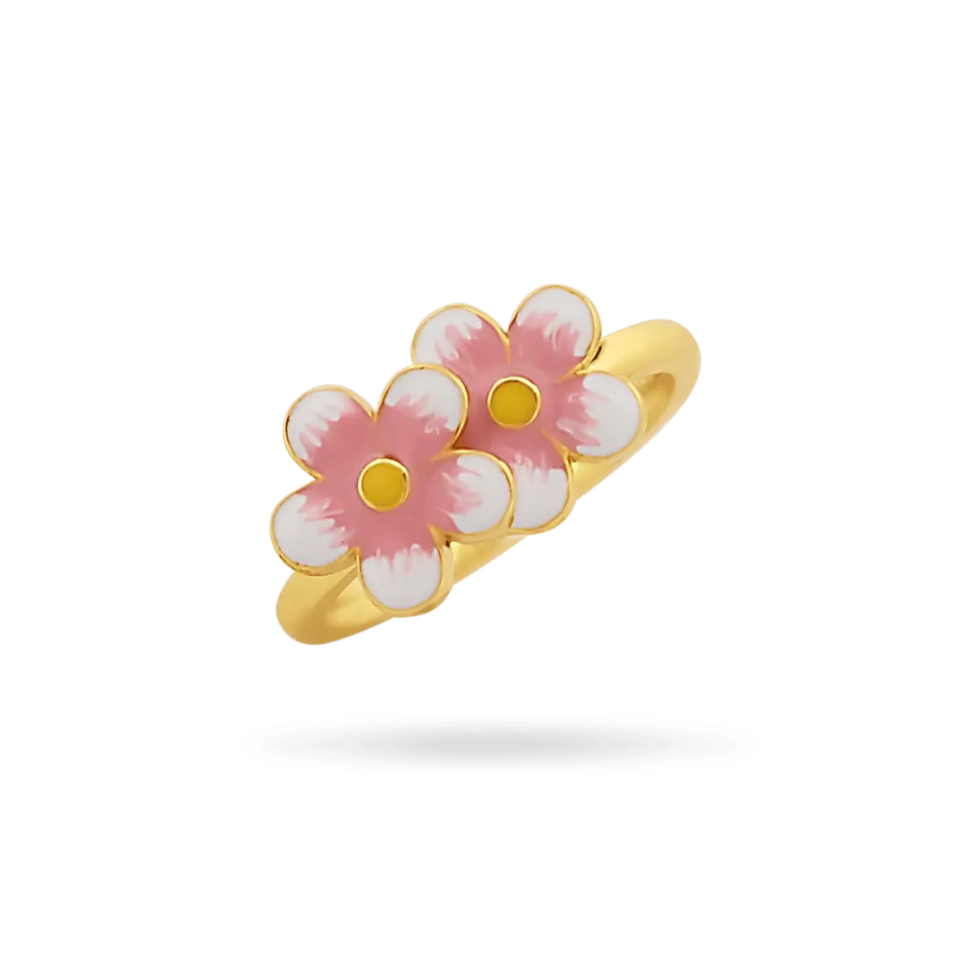 Kids White Double Bloom Ring Rings IceLink-DONNA