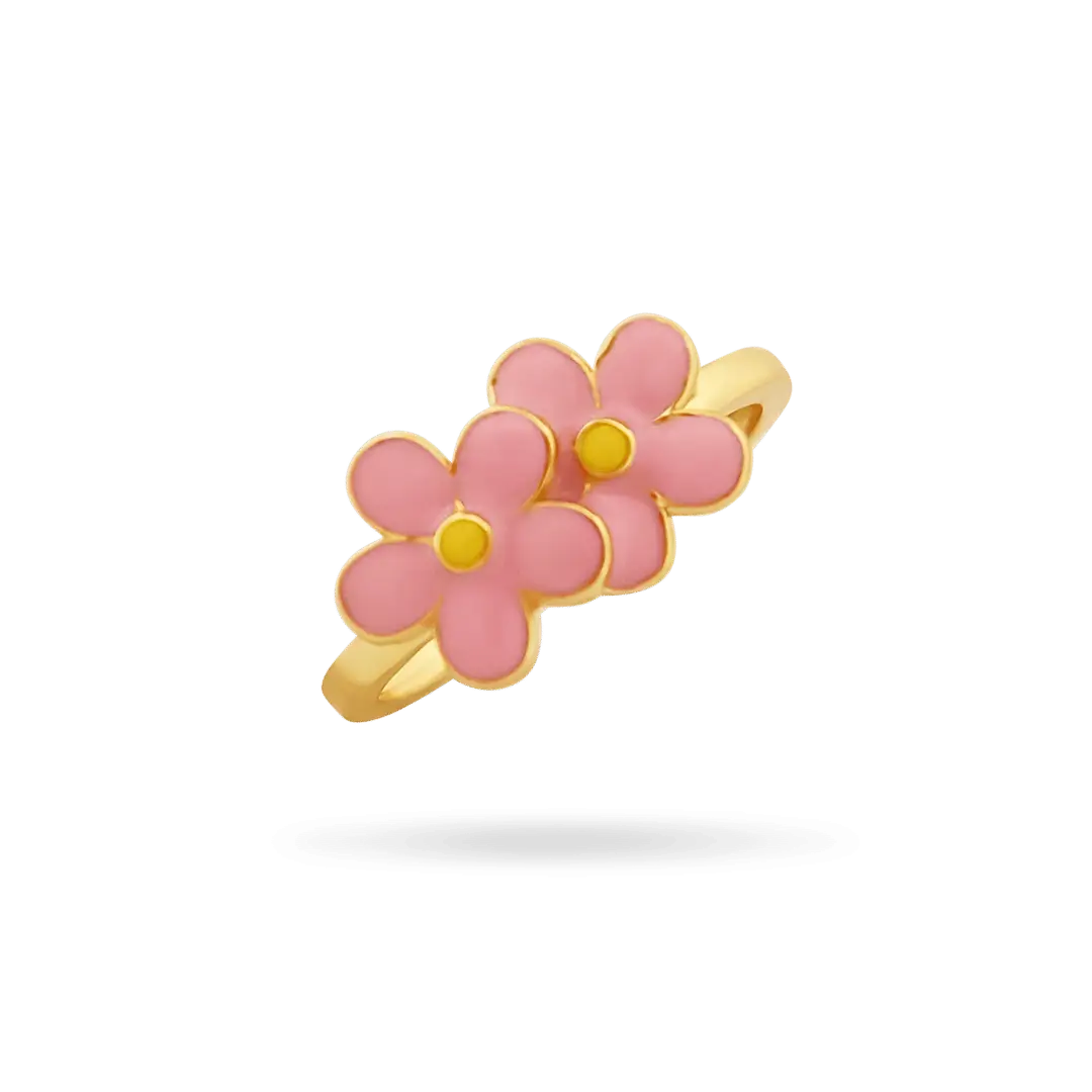 Kids Pink Double Bloom Ring Rings IceLink-DONNA