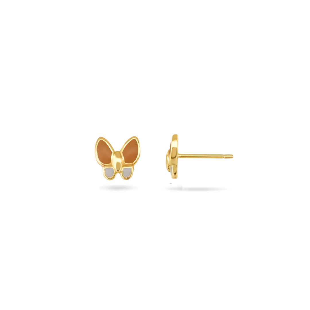 Kids Butterfly Enamel Studs Earrings IceLink-SKY Peach