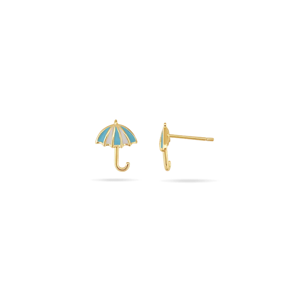 Kids Enamel Umbrella Studs Earrings IceLink-SKY Blue