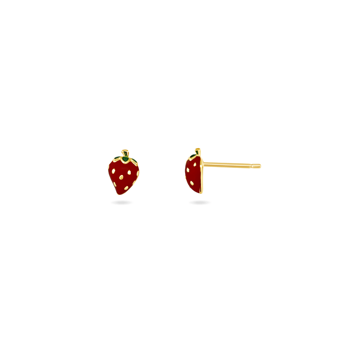 Kids Strawberry Enamel Studs Earrings IceLink-SKY Red