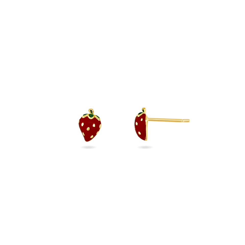 Kids Strawberry Enamel Studs Earrings IceLink-SKY Red