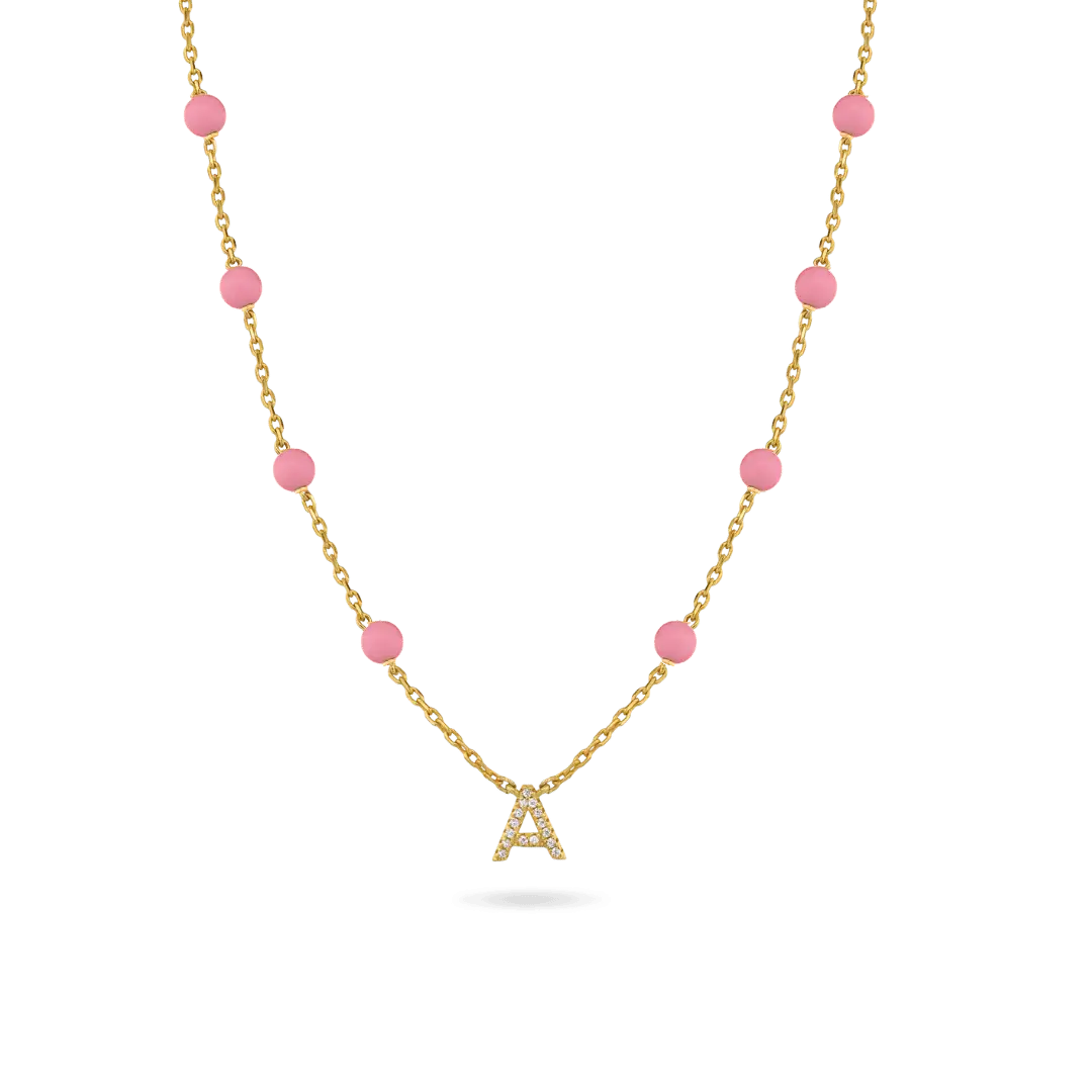 Pink 'True You' Initial Necklace Necklaces IceLink-ATL