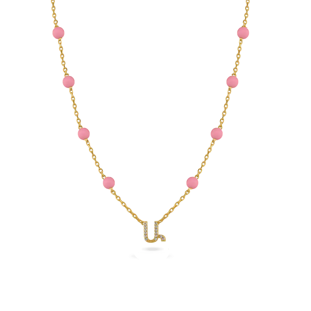 Pink Armenian Initial Necklace - IceLink